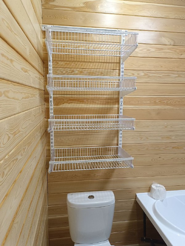 Белая П-образная гардеробная с выдвижными корзинами, ~1,9×2,1 м, фото 4