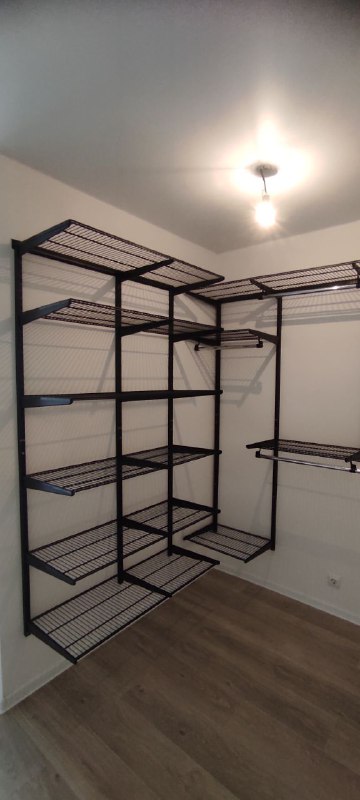 Чёрная угловая гардеробная, ~2,1×2 м, фото 1