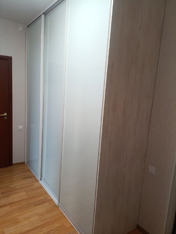 Двери-купе из цветного стекла в прихожую, серебристый профиль, фото 2