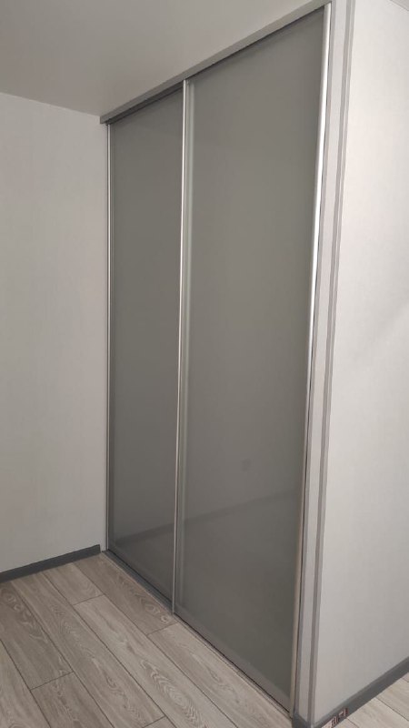 Матовые двери-купе в прихожую, золотой профиль, фото 1