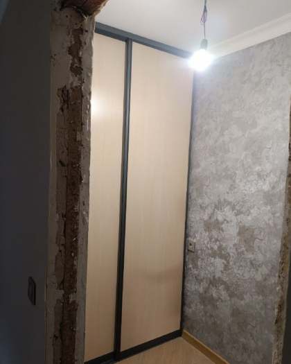 Двери-купе из ЛДСП в прихожую, чёрный профиль, фото 1