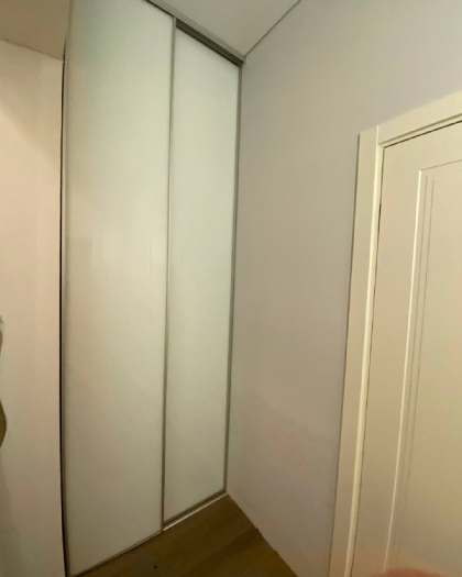 Двери-купе из ЛДСП в прихожую, серебристый профиль, фото 1
